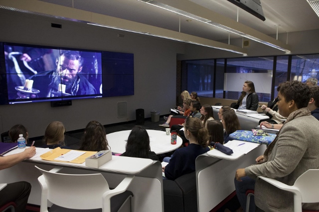 Marva Barnett's USEM, Interpreting “Les Misérables,” where the class is watching a student's digital media project